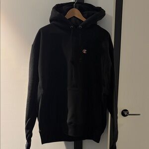 Champion Black Hoodie with Small Chest Logo